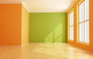 empty green and orange modern interior
